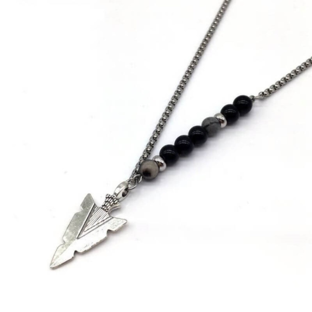 Mens Arrowhead Pendant Silver Tone Metal